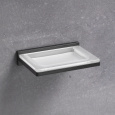 Colombo Design LOOK B1601.NM - Стеклянная мыльница в комплекте с настенным держателем (черный матовы