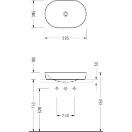 Раковина-чаша 59.5 см Serel Sapphire SP46 Белая