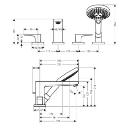 Смеситель для ванны и душа Hansgrohe Metropol (74552000) хром