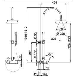 Фото Душевая система Cisal Cherie CE00405124, золото