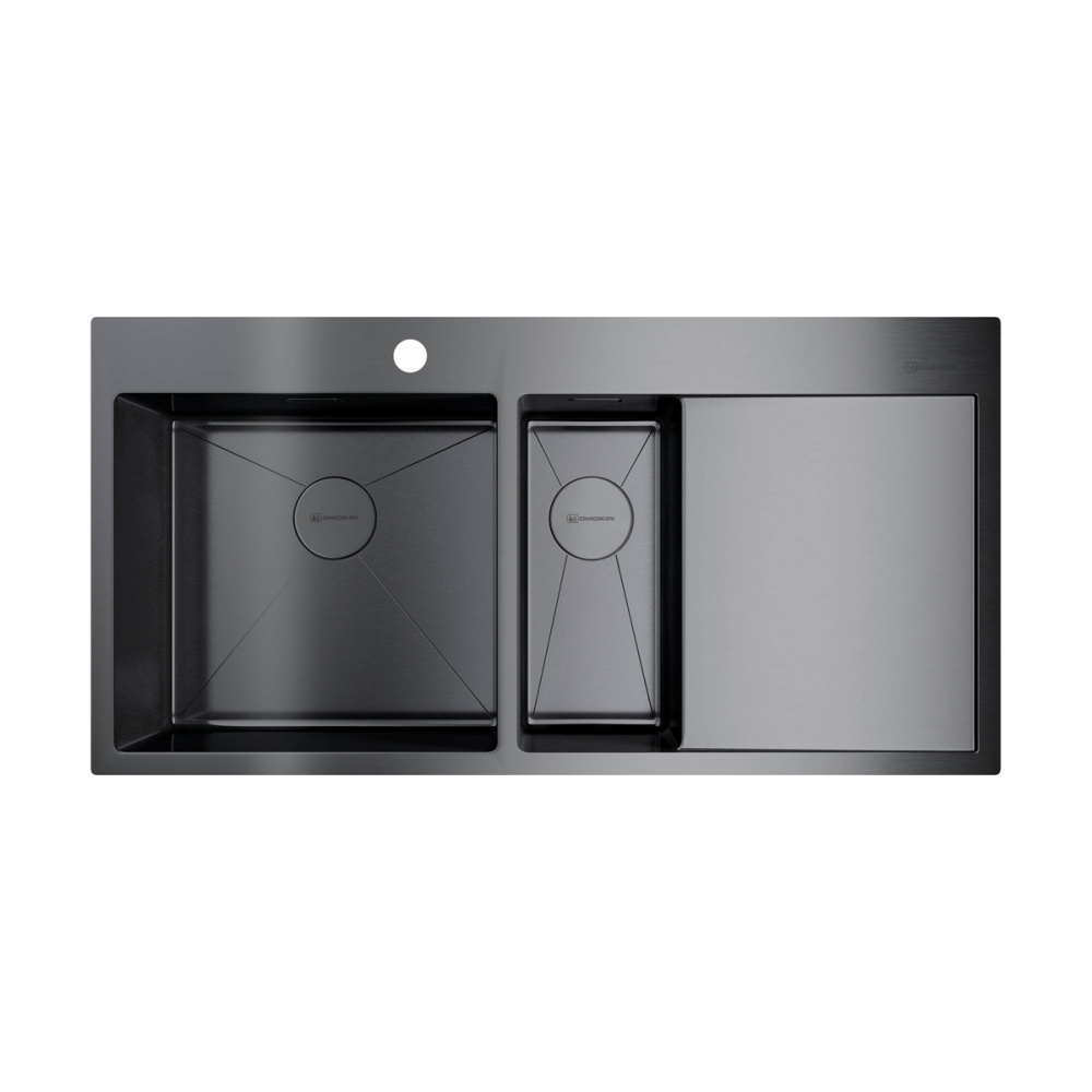 Кухонная мойка Omoikiri Akisame 100-2-GM-L (4973103) вороненая сталь