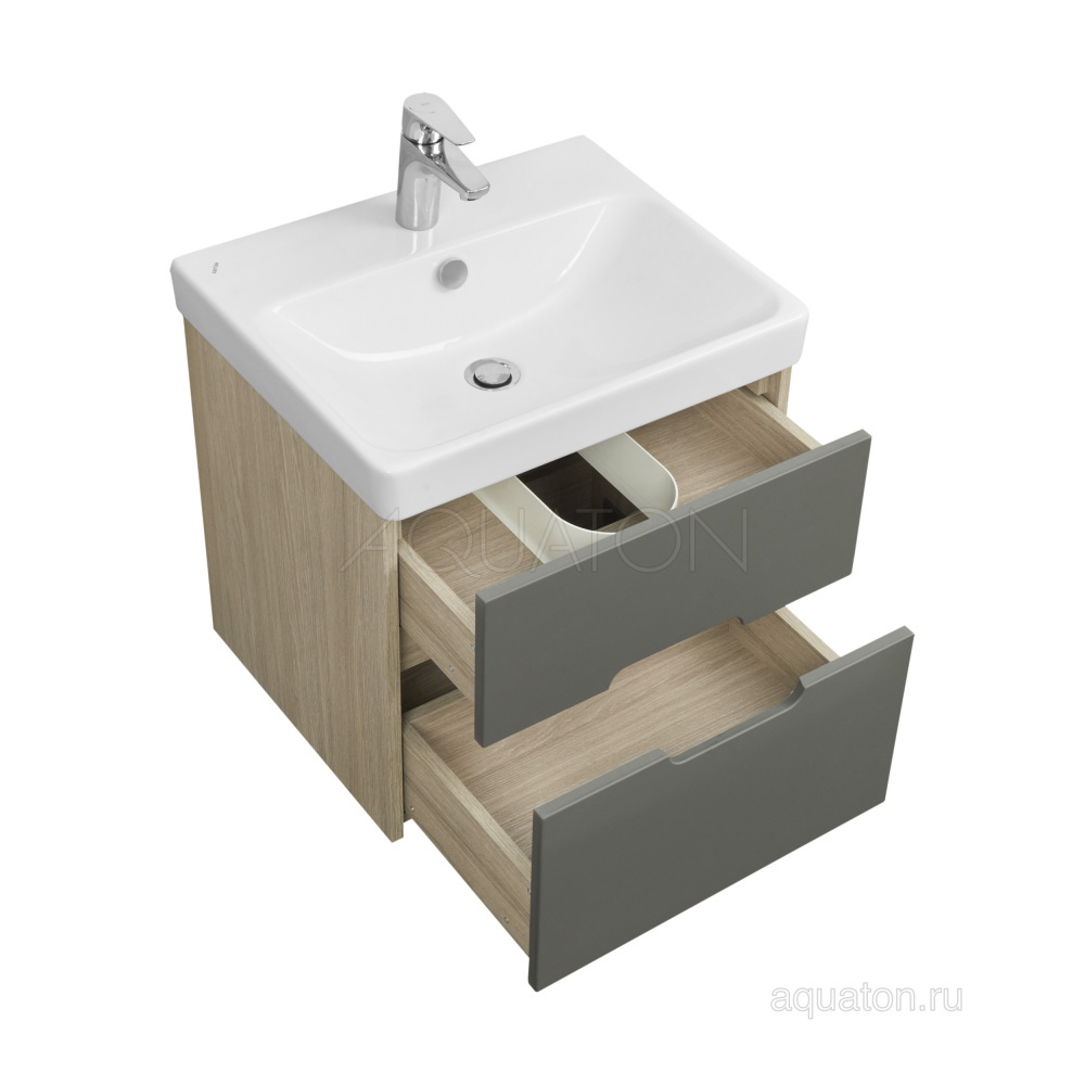 Фото Тумба под раковину Aquaton Оливия 55 грей, дуб ойстер 1A254201OLUG0