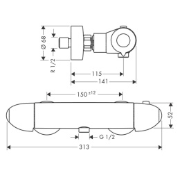 Фото Термостатический смеситель для душа 13356000 Hansgrohe Ecomax (хром)