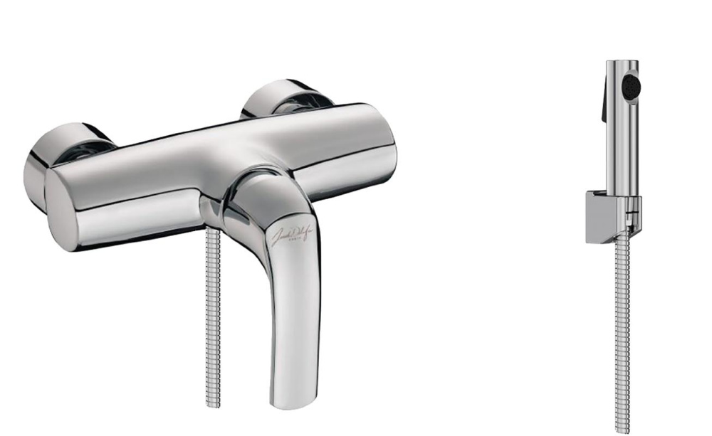 Фото Гигиенический душ Jacob Delafon Cuff E98100-CP со смесителем Nateo E71253-CP