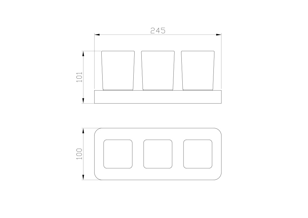 Три стакана для зубных щеток с держателем Wonzon&Woghand Lotte (WW-8338-BG) Золото