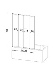 Шторка на борт ванны Am.Pm Like (W80BS-100-140CT) хром, прозрачное