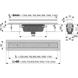 Водоотводящий желоб AlcaPlast Antivandal (APZ1011-1050L) с решеткой