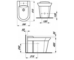 LAUFEN Mylife 8.3294.1.400.308.1 Биде напольное с 3-мя отверстиями для смесителя