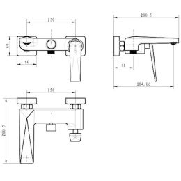 Смеситель для ванны Boheme Venturo (373-B) черный, хром