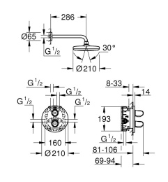 Grohe Grohtherm 1000 34582001 Термостат для душа, встраиваемый без подключения шланга