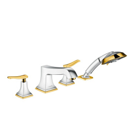 Смеситель на борт ванны на 4 отверстия 31441090 Hansgrohe Metropol Classic (хром, золото)
