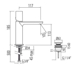 Фото Tres Loft 20010302NED Смеситель для раковины