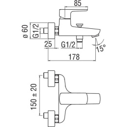 Nobili Acquaviva VV103110/1BM Смеситель для ванны (чёрный)