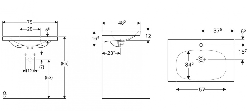 Geberit Acanto 500.622.01.2 Раковина, подвесная