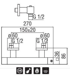 NOBILI Tower TW00030CR Термостат для душа (хром)