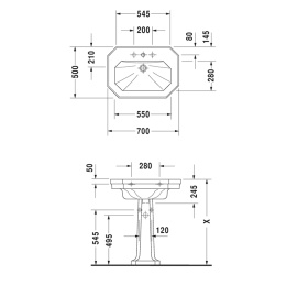 Раковина с переливом Duravit 1930 04387000301, белый