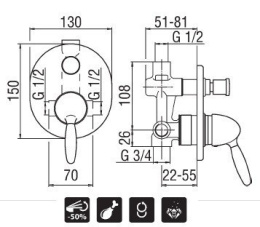 NOBILI Uniko UK100/T5BR Смеситель для душа (бронза)