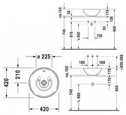 Фото Раковина 42 см Duravit Bacino 0325420000, белый