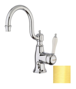 Фото Смеситель для раковины Margaroli Classica RU1001AA01GD, с донным клапаном, золото