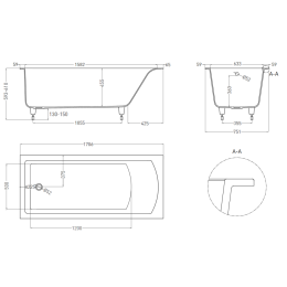 Фото Ванна встраиваемая 170,6х75,1 Salini Cascata (104113G) Белый