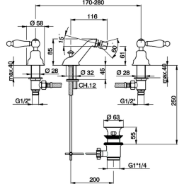 Смеситель для биде Cisal Arcana Toscana TS00122021, хром