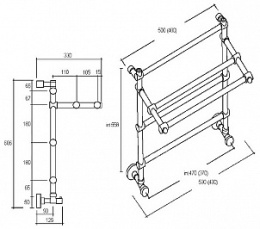 Фото Полотенцесушитель водяной Margaroli Sole 4554703CRP, высота 60.6 см, ширина 53 см, хром
