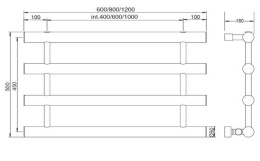 Фото Полотенцесушитель водяной Margaroli Orizzonti 1-442/4 14426004CR, высота 50 см, ширина 60 см, хром