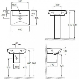 JacobDelafonReve E4802-00+EB1130-G1C Комплект раковина 60x46,5 см + мебель под раковину 60 см (57,3 