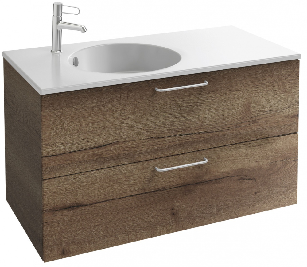 Тумба под раковину Jacob Delafon Odeon Rive Gauche 100 см, EB2524-R5-E52, цвет дуб табак, ручки хром