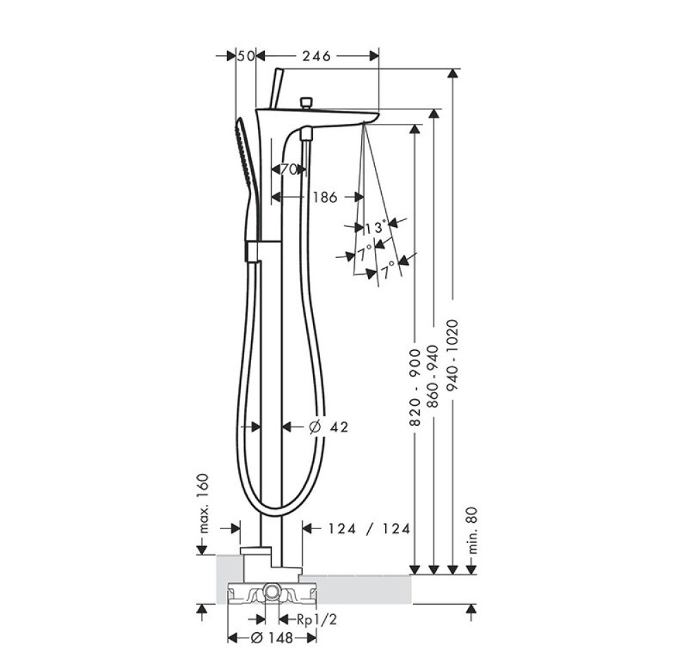 Смеситель для ванны Hansgrohe PuraVida (15473400) хром, белый