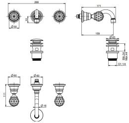 Смеситель для раковины F5081/5CCR FIMA Carlo Frattini Elizabeth Chic