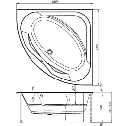 Каркас сварной для акриловой ванны Aquanet Vista 150x150
