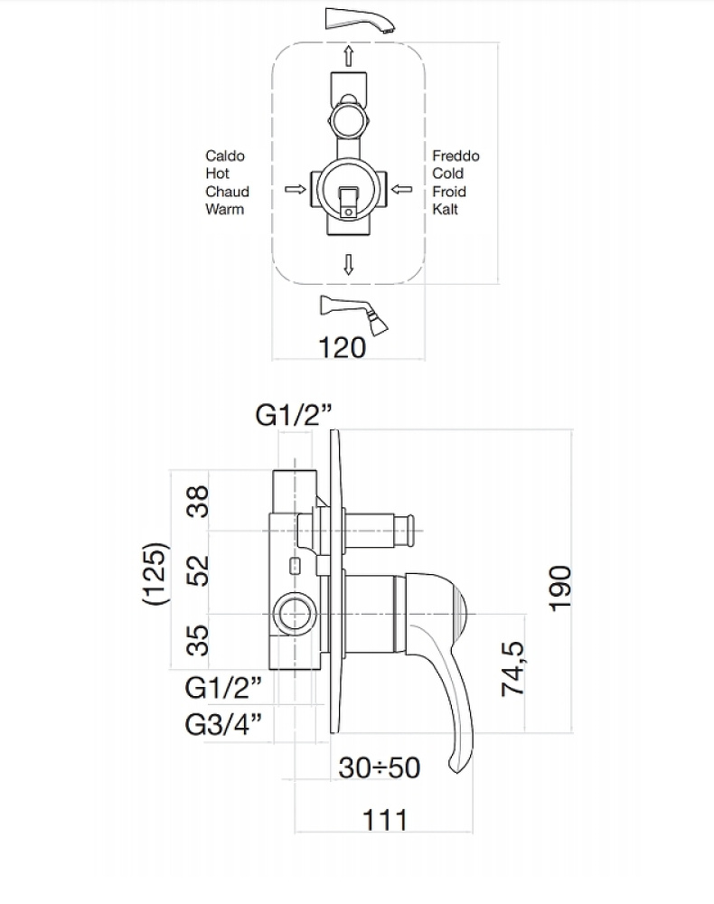 Смеситель для душа Fiore Jafar 47CR5134, хром