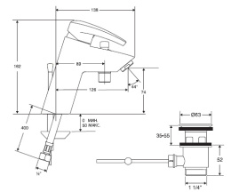 Смеситель Jacob Delafon Panache E71240 для ванны и душа на 1 отверстие