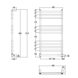 Полотенцесушитель электрический Margaroli Sole 564/11 TS 56411TSOBNB Box, высота 101.5 см, ширина 56