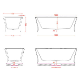 Фото Ванна отдельностоящая 85*180 ArtCeram Hoop (ACW003 01)