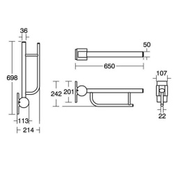 Фото Складной опорный поручень S6361AC Ideal Standard CONTOUR 21 (белый)
