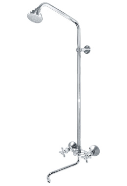 Смеситель для ванны/раковины Ретро с S-обр. изливом и верхним душем Варион 103222