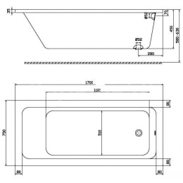 Акриловая ванна 170x75 KOLO (XWP1170000), прямоугольная