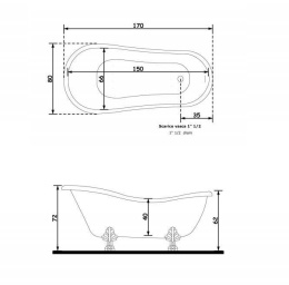 Акриловая ванна 170x80 Galassia (8497)