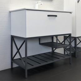 Фото Тумба-умывальник Comforty Бредфорд-90 белый глянец с раковиной Comforty 90E