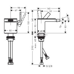 Axor MyEdition 47212330 Смеситель для биде, на 1 отв., излив 145мм, со сливным гарнитуром (без панел