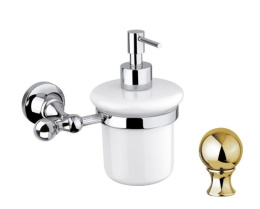 Фото Дозатор для мыла Cezares Olimp SOI-03/24-M цвет золото, ручки металл