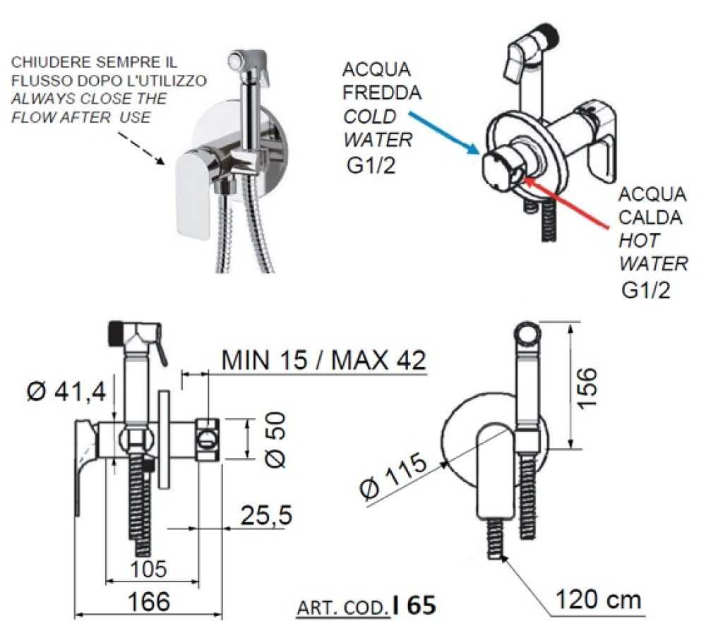 Фото Remer Infinity I65DO Гигиенический душ со смесителем (золото)