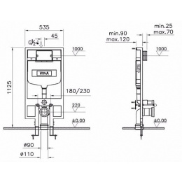 Унитаз с инсталляцией Vitra Normus (6855B003-0101/800-003-009/748-5800-01/740-1121) белый