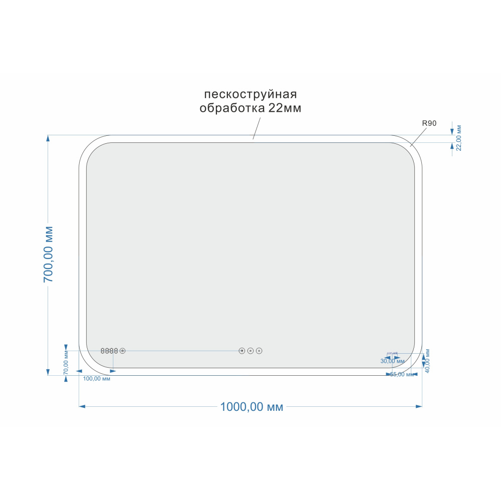 Cersanit KN-LU-LED070*100-p-Os Зеркало LED 070 DESIGN PRO 100
