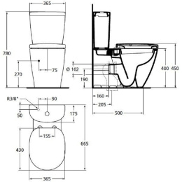 Напольный унитаз Ideal Standard Connect Е803701 с бачком E785601, безободковый