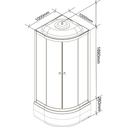 Душевая кабина 100x100x215 Parly (CM101) черный, Без гидромассажа, ABS-пластик, Поддон средний