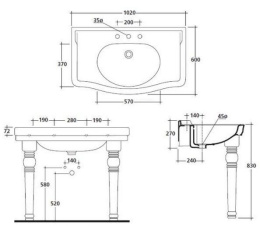 Фото Раковина подвесная 102 см Galassia Ethos (8408M)
