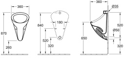Писсуар 75030001 VILLEROY&BOCH O'NOVO, 360x610х350 мм
